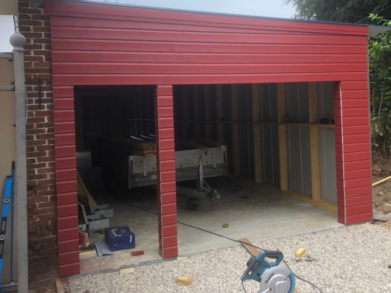 Garage en ossature bois et dalle béton sur la ville Luneray 76